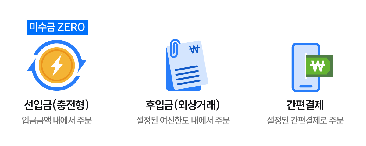 선입금(충전형), 후입금(외상거래), 간편결제 지원으로 미수금 관리 가능